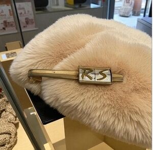 Vintage Gold Toned Personalized Monogrammed Tie Clip Tie Bar with Initials RS